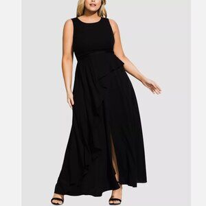 CITY CHIC Black Maxi Antilla Sleeveless Dress Size 16 LBD little black dress NEW